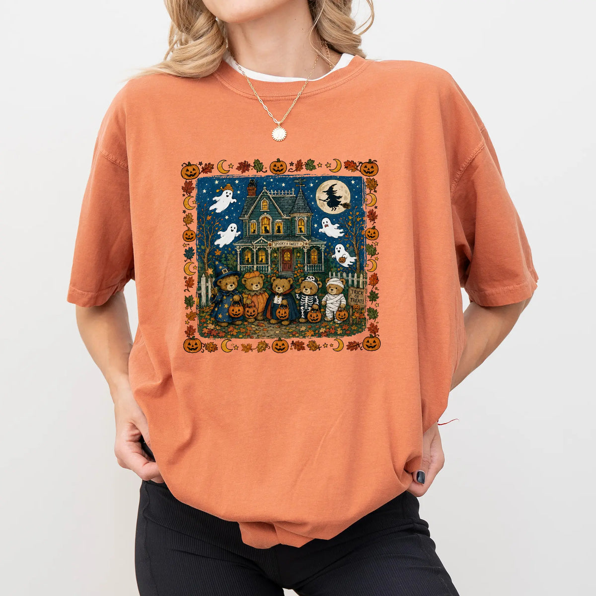 ChicCotton Vintage 90s Bears Halloween Comfort Colors Shirt, Trick or Treat Bears T-shirt, Haunted House Graphic Tee, Pumpkin Lover Gift Clothing