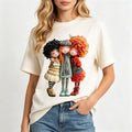 Women's Plus Size Cotton Short Sleeve T-Shirt - Cute Oversized 3 BFF Doll Cartoon Print, Soft Breathable Loose Fit, Retro 90s Vibes Squad Wear, Affordable Aesthetic Basics for Casual Summer Outfits, Cute Tops for Women
