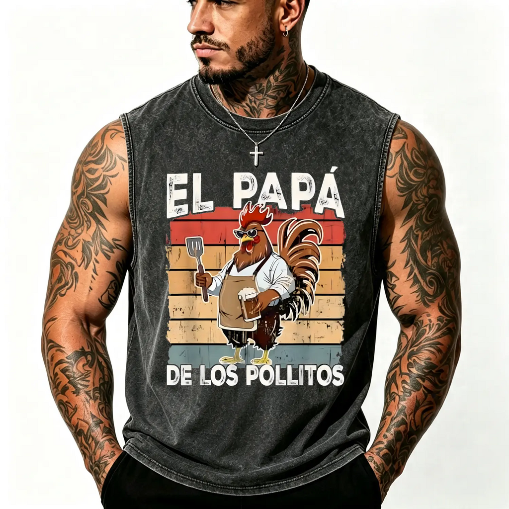 Cotton El Papa de lo pollitos funny Spanish Dia del Padre T-Shirt