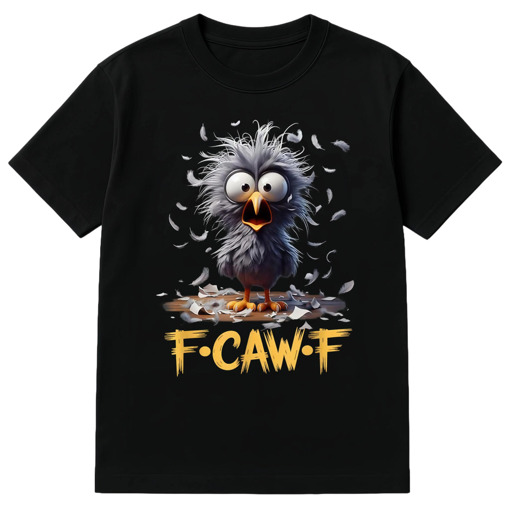 Women's Pure Cotton Graphic T-Shirt, Streetwear Top with Funny Comic Art Print, Comfortable Loose Fit Short Sleeve Tee for Everyday Wear, Piece, Fabric, Cartoon Humor, F-Caw-F, Shortsleeve, Casual, Clothes, Round Neck
