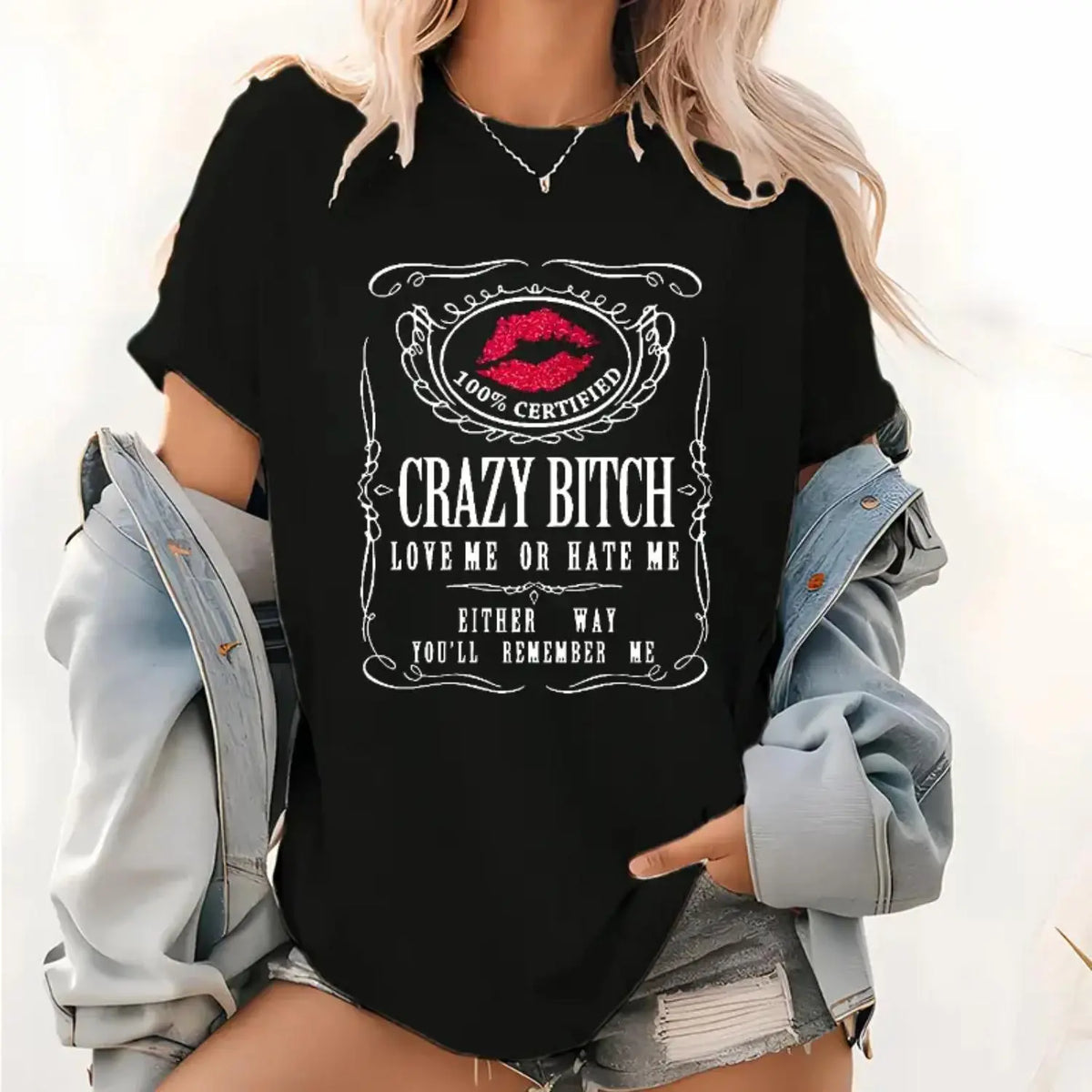 Women's Casual Cotton Short-Sleeve Round Neck Graphic T-Shirt - Humorous Bold Statement Streetwear Essential, Durable Stitching, Breathable, Jacket-Layer Ready, Shirts for Women, Fun Pick for Weekend Plans