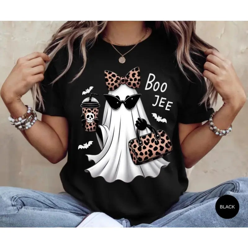 Boo-Jee Ghost Shirt Leopard Ghost Tee Ghost Coffee Shirt Funny Fall Shirt Ghost Tee Girly Halloween Gift Boojee Shirt Check