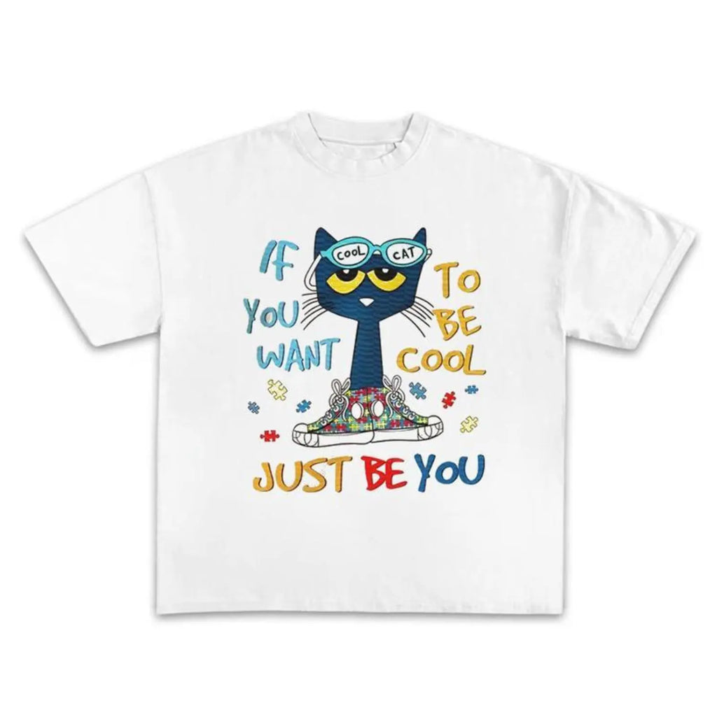 Pete The Cat Graphic Unisex Tee For Men And Women Featuring Cute Cartoon Character Design Perfect Gift For Childhood Memories Crewneck Short Sleeve Top
