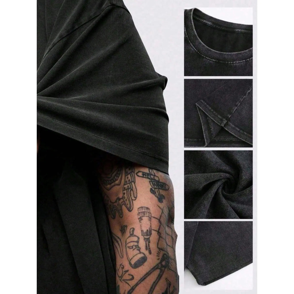 Men's Shortleeve Sunflower Graphic T-Shirt - 230g 100% Soft Washed Cotton, Round Neck, Digital Print, Vivid Color Hold, Casual All-Season Men's Clothing, Graphic Tops