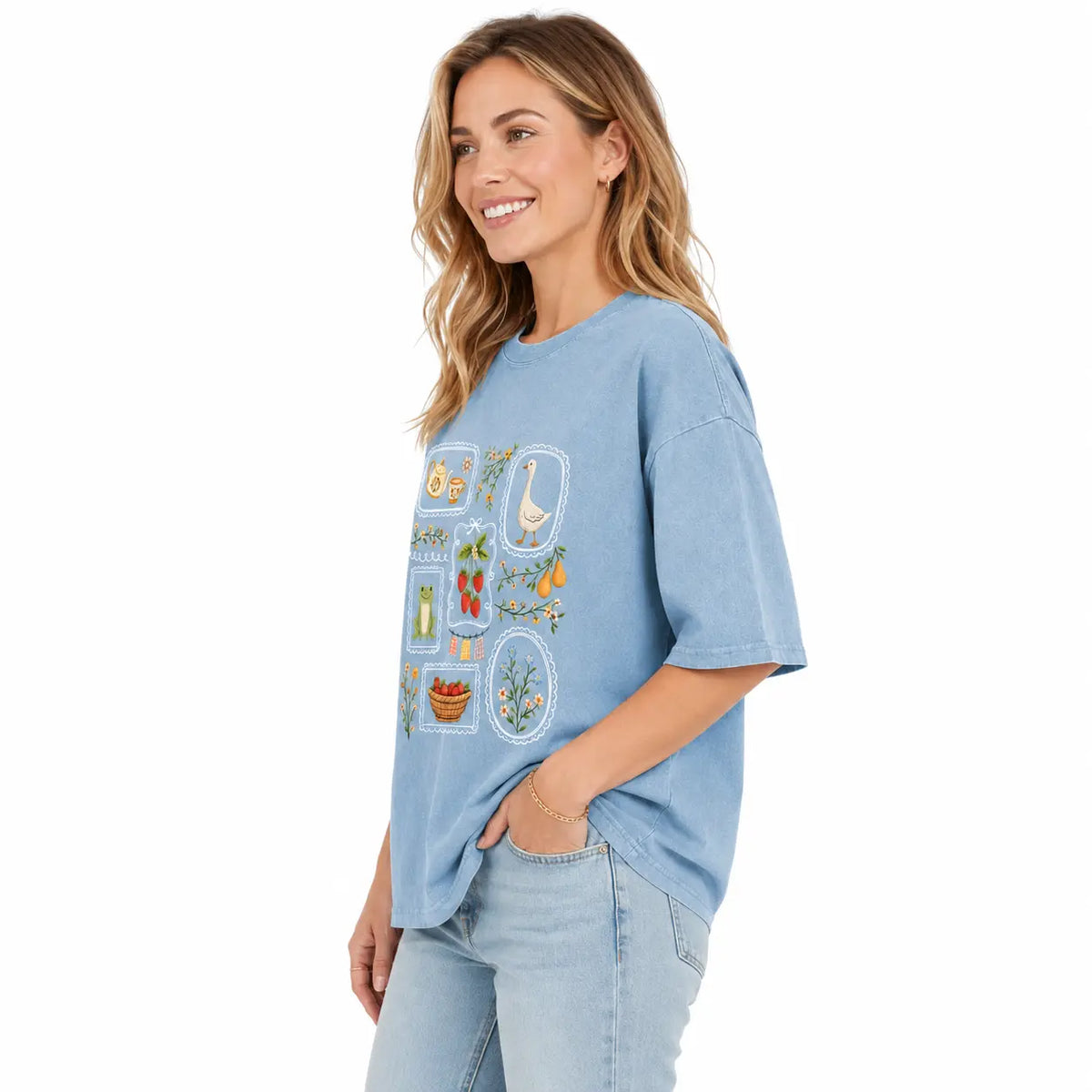 Holafish Women's Pure Cotton Graphic T-Shirt - Vintage Acid Wash Oversize Tee (S-5XL), Plus Size Casual Top with Retro Streetwear Attitude, Sport to Street Shirts for Women Back to School, Graphic Tees Women, Basic