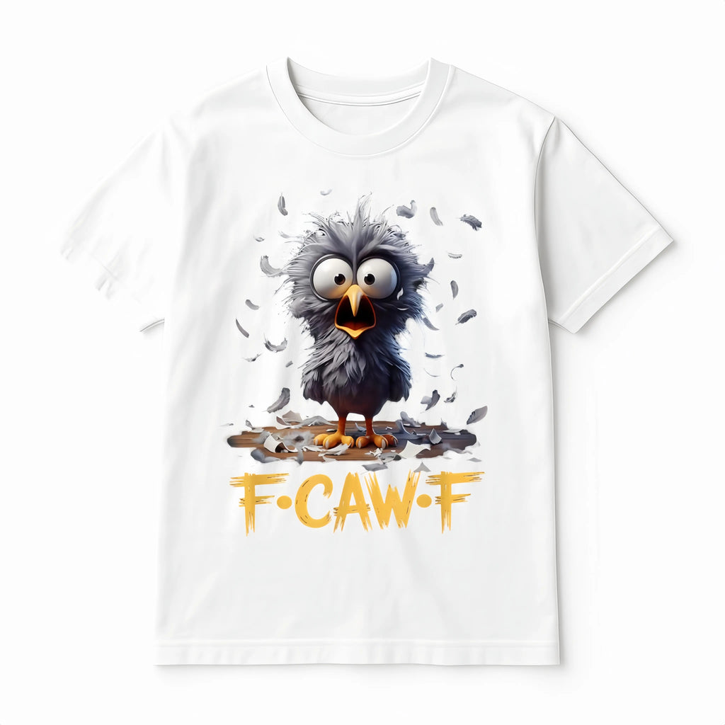 Women's Pure Cotton Graphic T-Shirt, Streetwear Top with Funny Comic Art Print, Comfortable Loose Fit Short Sleeve Tee for Everyday Wear, Piece, Fabric, Cartoon Humor, F-Caw-F, Shortsleeve, Casual, Clothes, Round Neck