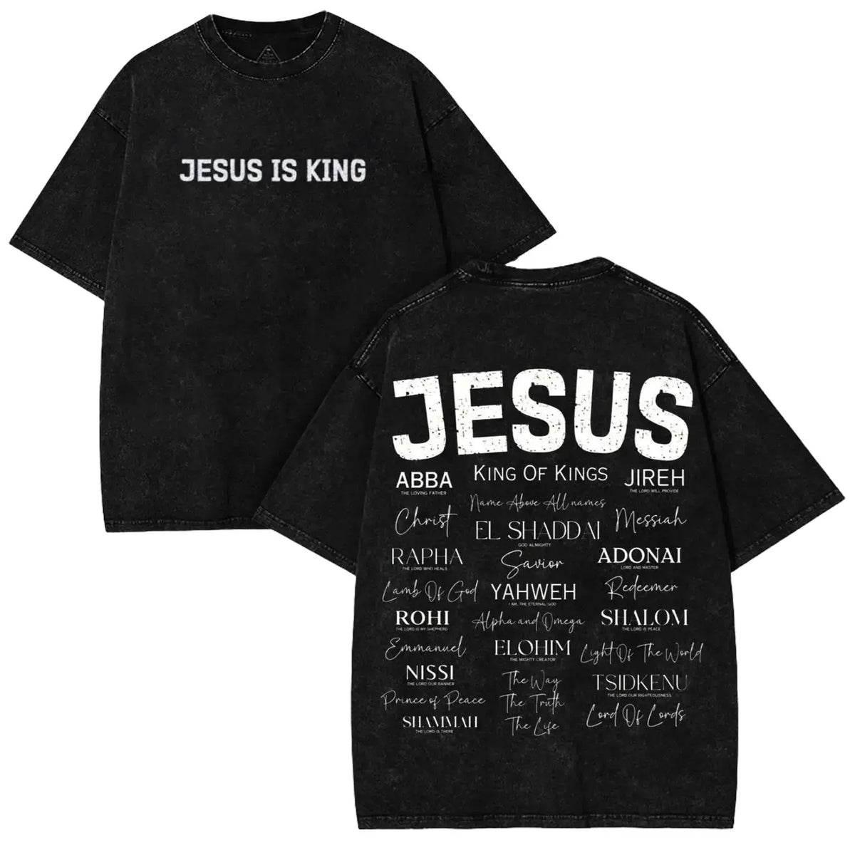 Jesus Is King Christian Graphic T Shirt Acid Wash Oversized Vintage Retro Heavyweight Cotton Tee Names Of God Typography Faithcore Streetwear Y2K Pump Cover Gym Apparel Bible Verse Religion Loose Fit Summer Casual Top Men Women Trendy Fits, Prints, Breath