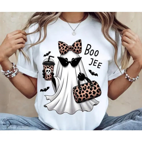 Boo-Jee Ghost Shirt Leopard Ghost Tee Ghost Coffee Shirt Funny Fall Shirt Ghost Tee Girly Halloween Gift Boojee Shirt Check