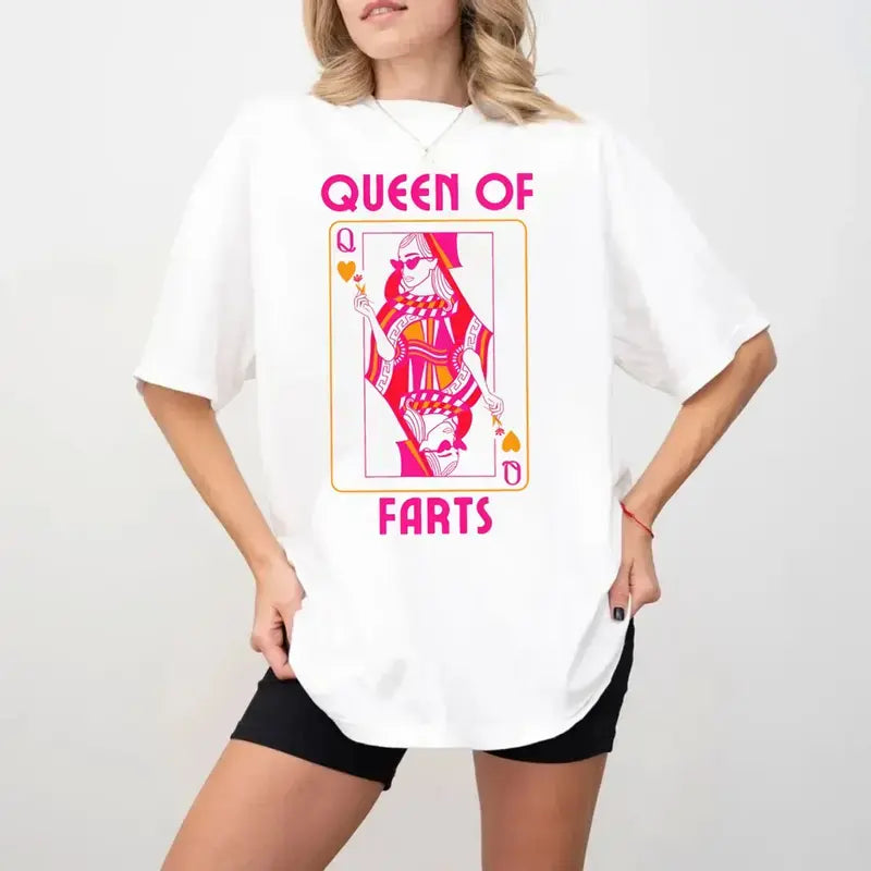 "Queen Of Farts T Shirt, Funny Joke Tee, Inappropriate Fart Shirt, Prank Gift For Her, Embarrassing Humor Shirt, Unisex Short Sleeve Tee "