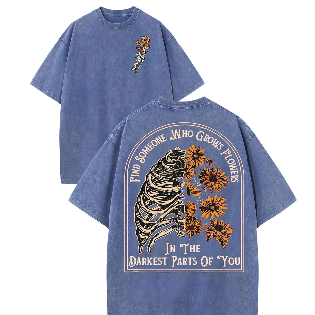 Men's Shortleeve Sunflower Graphic T-Shirt - 230g 100% Soft Washed Cotton, Round Neck, Digital Print, Vivid Color Hold, Casual All-Season Men's Clothing, Graphic Tops