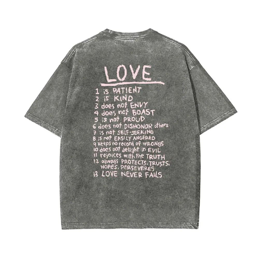 Women's Unisex Fit Round Neck Christian "Love Like Jesus" Hot Stamping Love Message Print Washed Cotton T-Shirt - Casual Fashion Apparel, Lightweight Breathable Short Sleeve Daily Wear Top