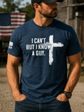 TRENZ SHIRT COMPANY Men's Christian Cotton-Polyester Short-Sleeve Tshirt - "I Can't But I Know A Guy" Cross Biblical Print, Faith-Based Fashion, Bible Verse Graphic Casual Top, Christian Clothing, Men's Graphic Tees