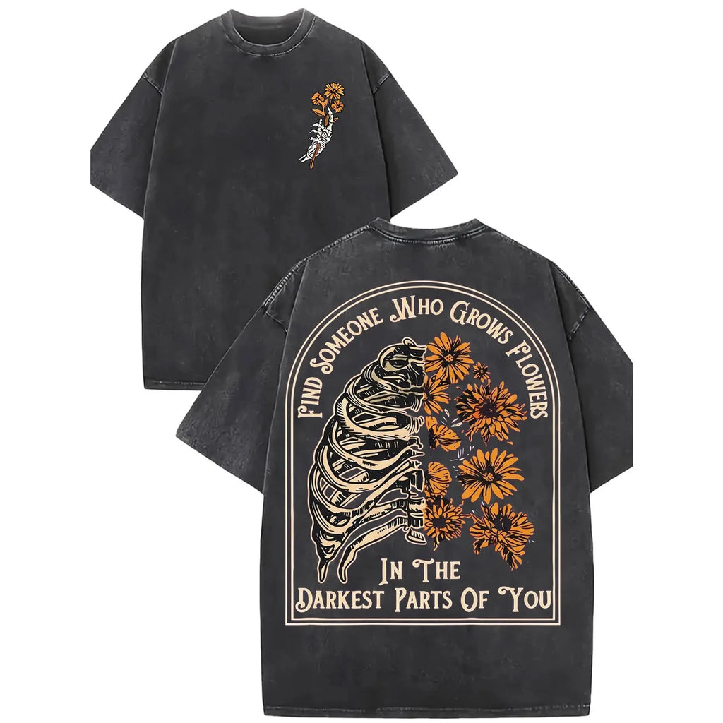 Men's Shortleeve Sunflower Graphic T-Shirt - 230g 100% Soft Washed Cotton, Round Neck, Digital Print, Vivid Color Hold, Casual All-Season Men's Clothing, Graphic Tops