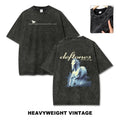Unisex Retro Limited Vintage Washed T-Shirt, Rock with WHITE PONY Oversized Size Heavy Washed Cotton Tee, 90s Grunge Gothic Punk Y2K Rock Merch