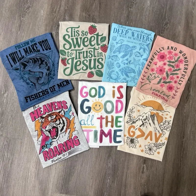 Women's Polyester-Cotton Christian Tops Collection - Summer Style Comfortable Tees, Buy 1 or All Options