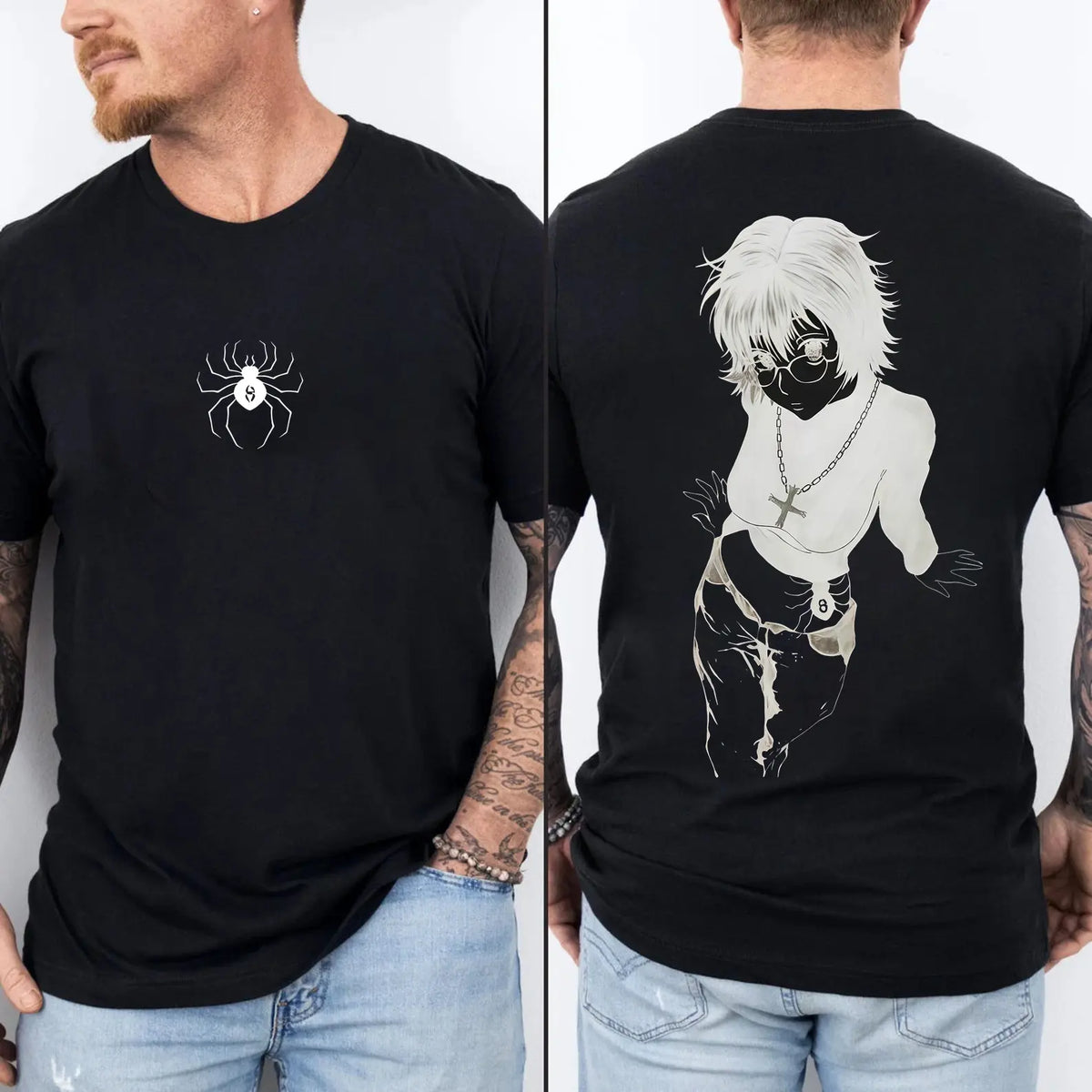 Men's Hunter X Hunter Shizuku Graphic T-Shirt - 100% Heavyweight Cotton, Vintage Washed, Ribbed Elastic Knit, Short-Sleeve, Loose Baggy Fit, Casual Anime Merchandise, Round Neck Graphic Shirt, Size L