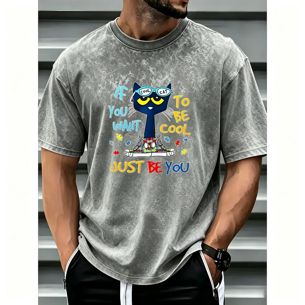 Pete The Cat Graphic Unisex Tee For Men And Women Featuring Cute Cartoon Character Design Perfect Gift For Childhood Memories Crewneck Short Sleeve Top