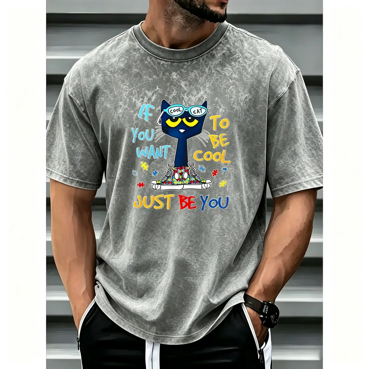 Pete The Cat Graphic Unisex Tee For Men And Women Featuring Cute Cartoon Character Design Perfect Gift For Childhood Memories Crewneck Short Sleeve Top