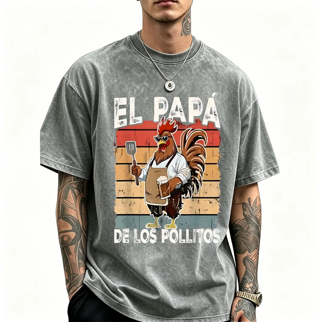 Cotton El Papa de lo pollitos funny Spanish Dia del Padre T-Shirt