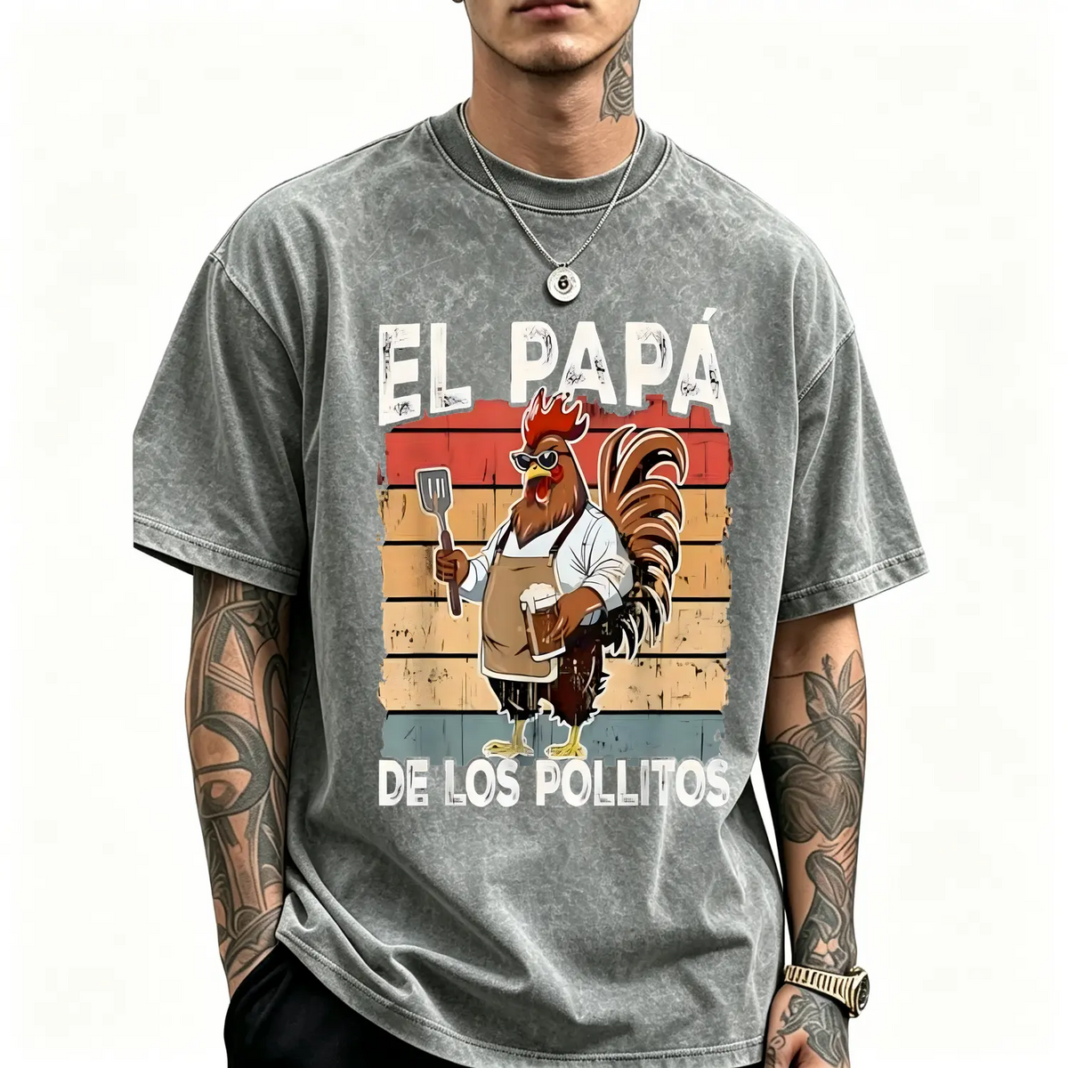 Cotton El Papa de lo pollitos funny Spanish Dia del Padre T-Shirt